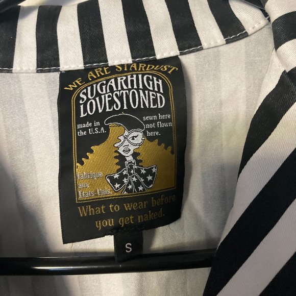 Sugarhigh Lovestoned White & Black Striped Cotton Jacket - Picture 3 of 4